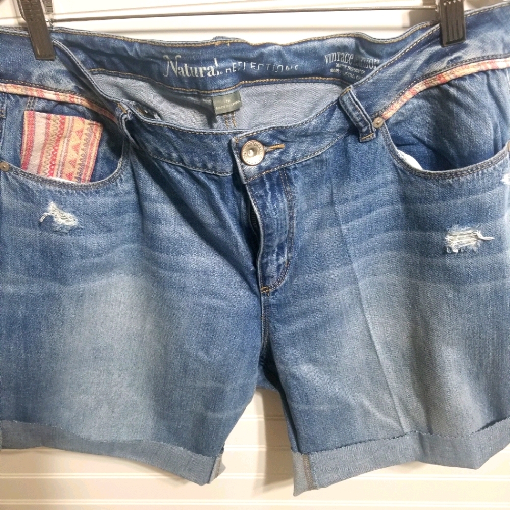 Natural Reflection Distressed Jean Shorts